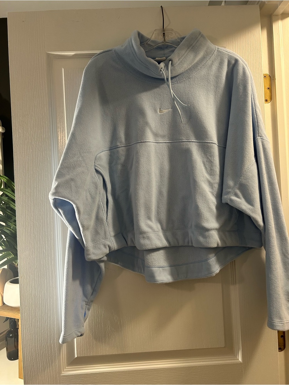 Nike Pale Blue Cropped Funnel-Neck Pullover